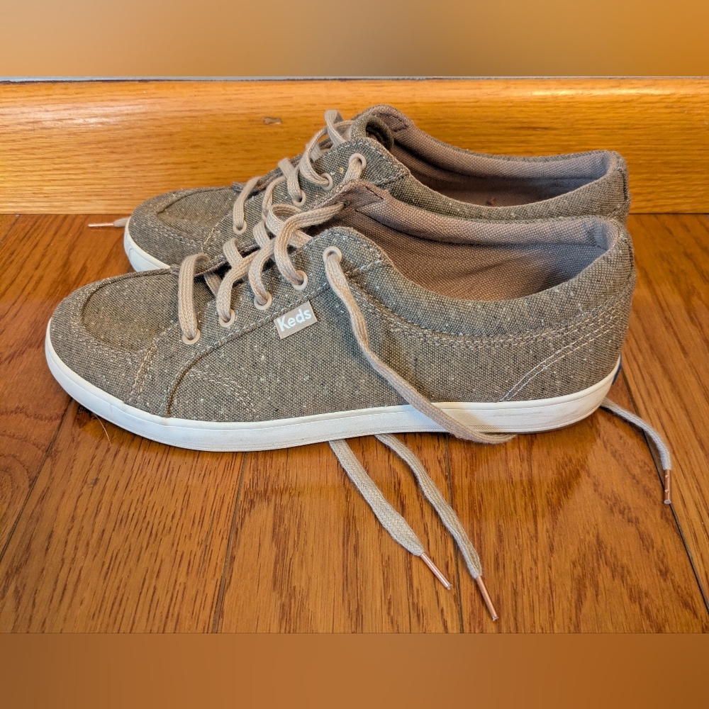 Keds Taupe Canvas Lace-Up Sneakers - Picture 3 of 7